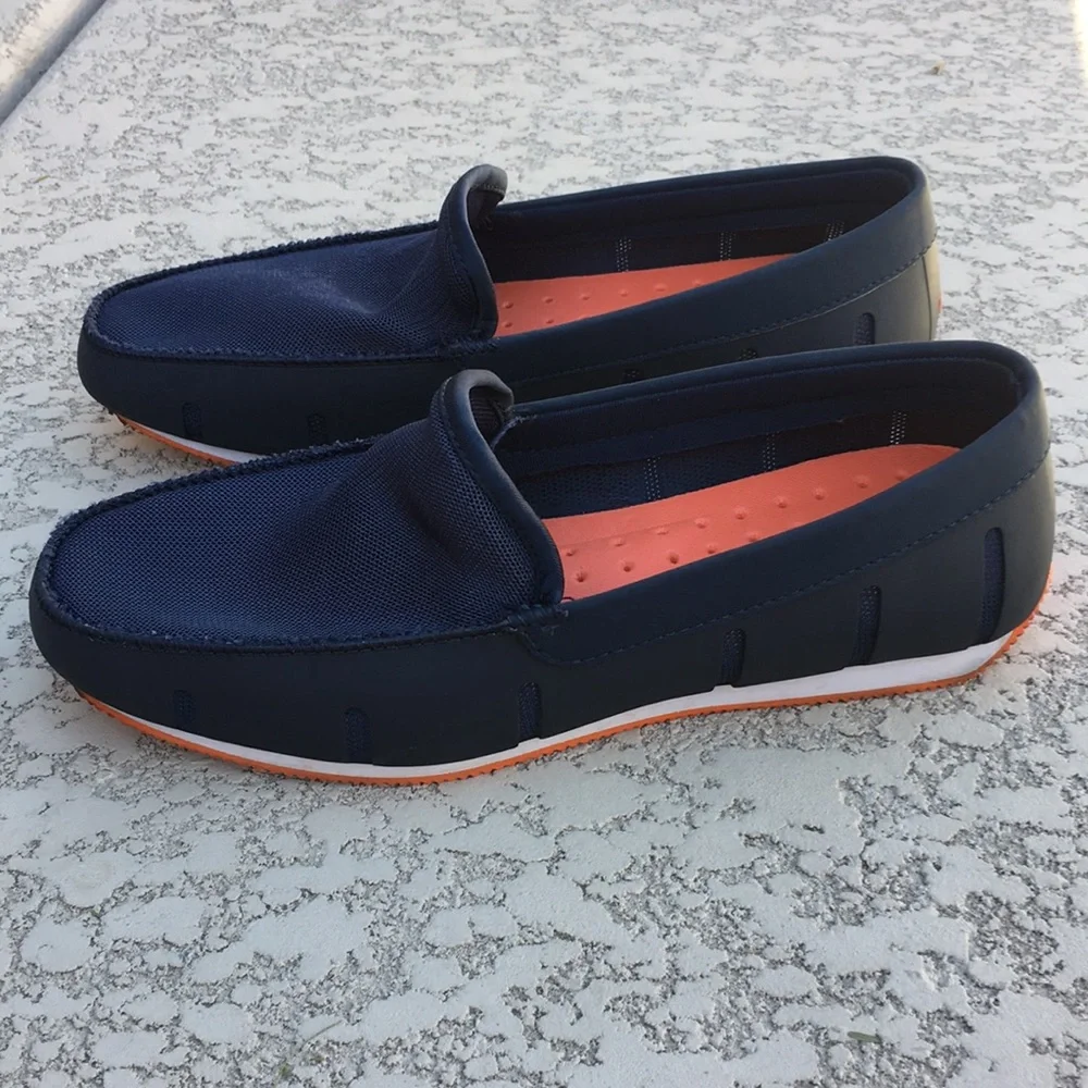 Mens Swims Boating Shoes Loafers Navy Breathable Mesh Waterproof Size 8